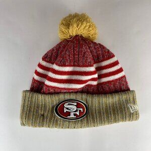 San Francisco 49ers NFL Red Gold New Era Knit Pom Beanie Cap